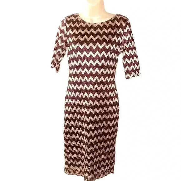 Connected Apparel Women's Metallic Chevron Dress - Picture 9 of 13